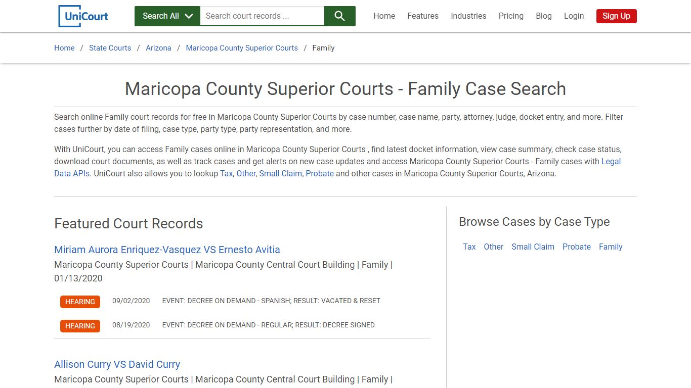 Maricopa County Superior Courts - Family Case Search